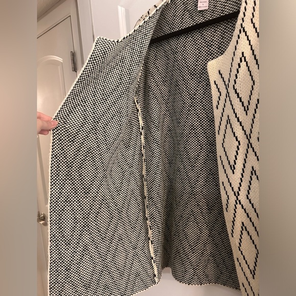 Oliver By Escio Womens Cardigan Sweater Beige Diamond Long Sleeve Open Front - Picture 4 of 5